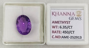 6.35/CT Natural Amethyst Gemstone with Govt. Lab Certificate